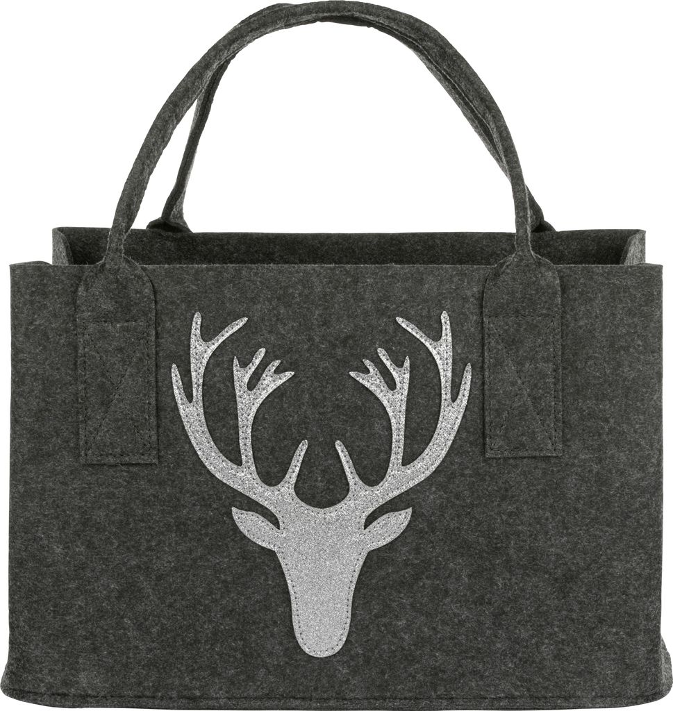 Nordstern Filztasche Kaminholztasche mit funkelndem Produktbild 