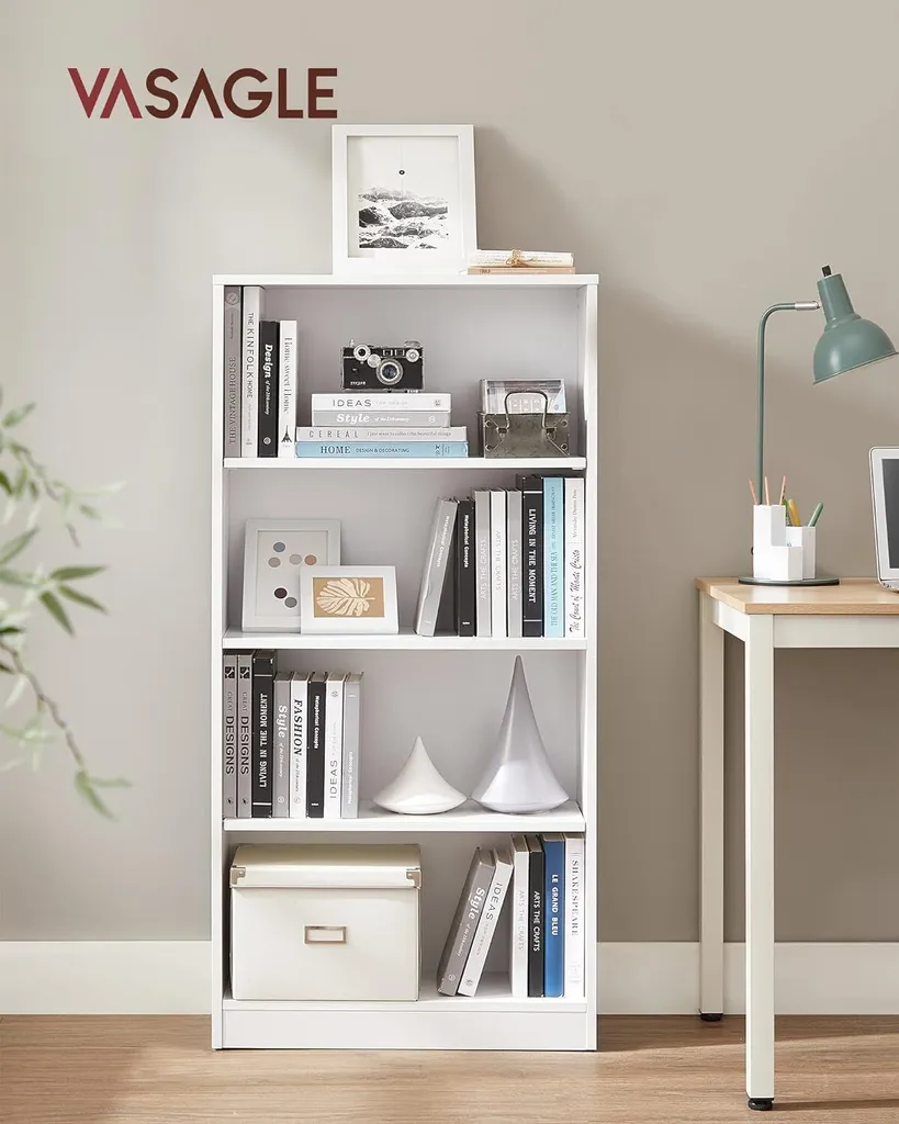 Bibliothèque Blanche à Étagères Réglables et Modulables pour le Bureau