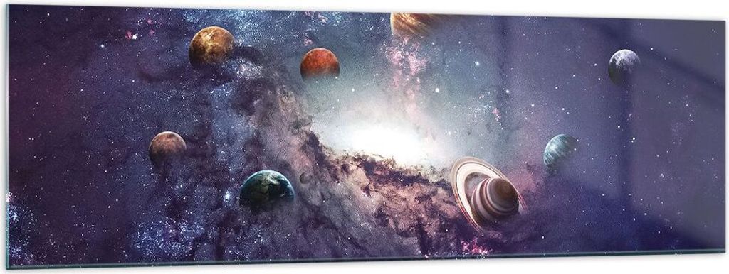 Bilder auf glas - Einteilig - Kosmos Planeten die Sterne - 160x50cm - Glasbilder - Wandbilder - Bilder - Wanddekoration aus Glas - Glas Bilder - Wa...