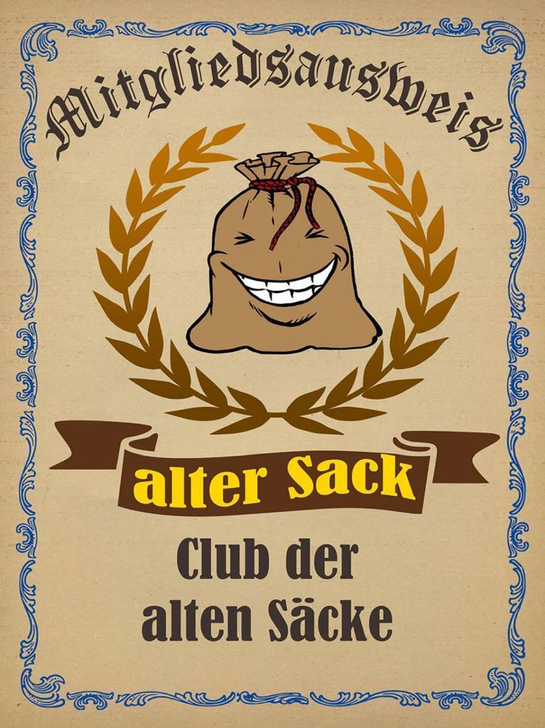 vianmo Holzschild 40x30 cm Mitgliedsausweis alter Sack Club Produktbild 