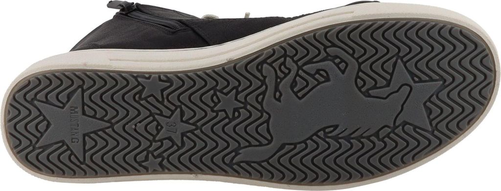 Mustang Damen Sneaker Reißverschluss mit Kellerfalte 15M0342001, Größe:37 EU, Farbe:Schwarz
