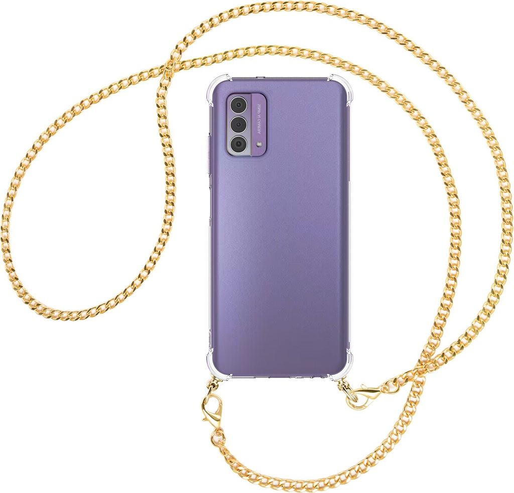 Handykette Backcover-Schutzhülle mit Band (Metall goldfarben) für Nokia G42 5G (6.56'') - goldfarbene Kette