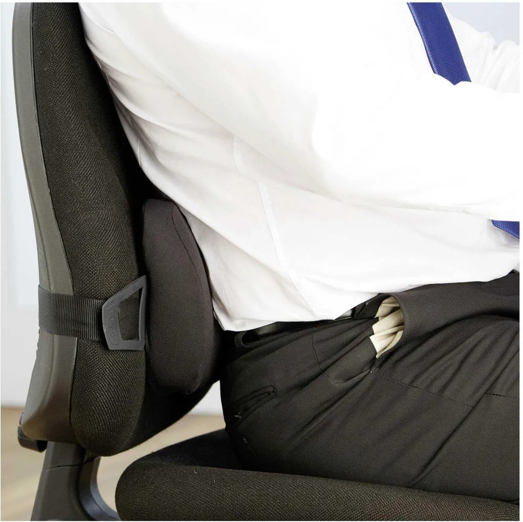 Fellowes PlushTouch Support Lombaire Ergonomique avec Sangle Ajustable Noire