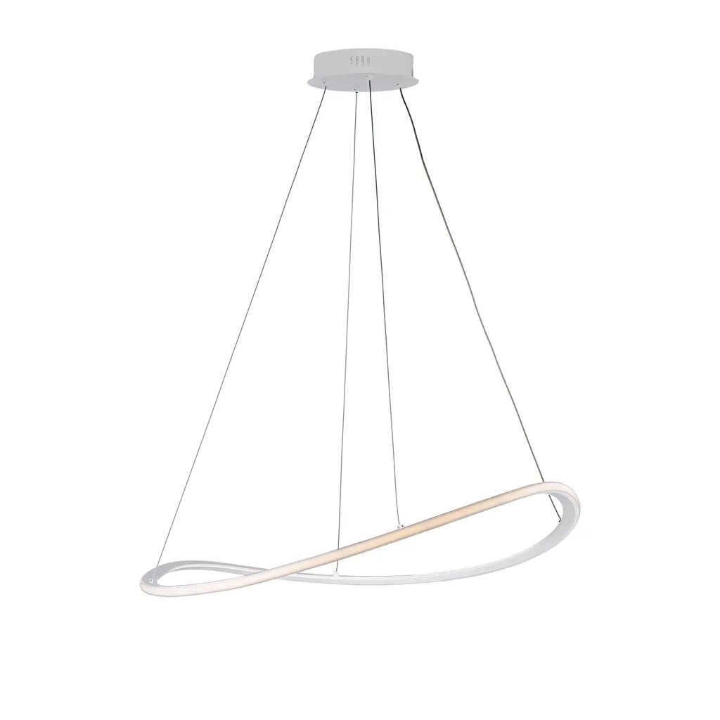 Suspension Raky Métal Blanc LED CCT d.70 cm avec Télécommande Intégrée