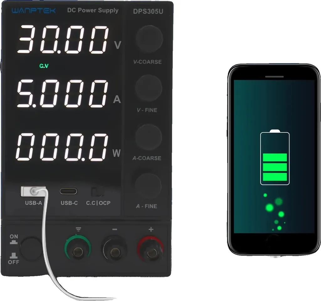 Alimentation CC 30V 10A Haute Précision - Mode CV/CC et Ports USB x2