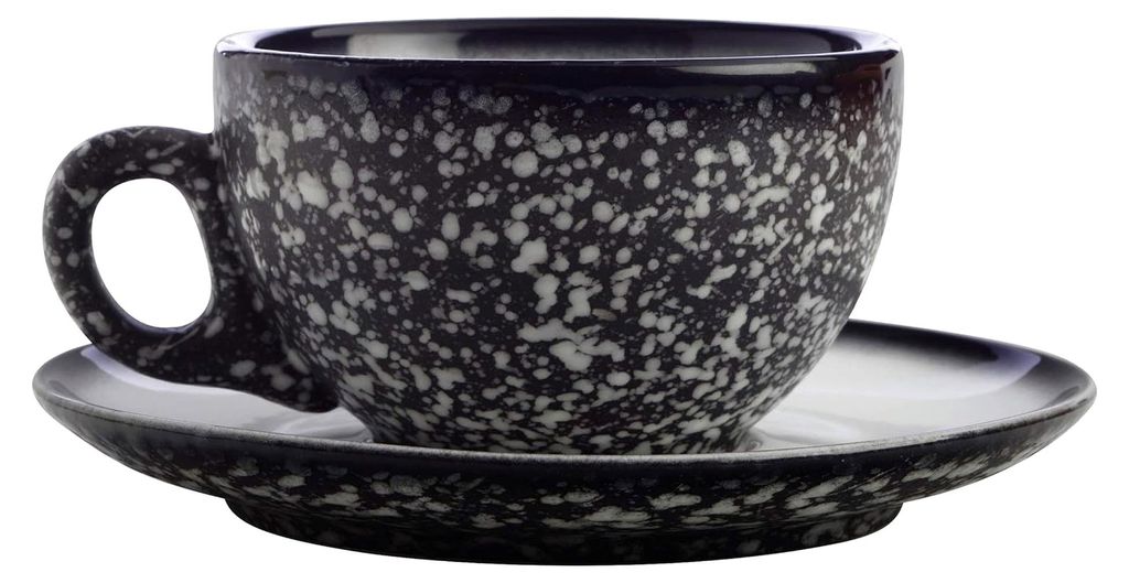 Caviar Granite Tasse Mit Untertasse, Becher, Premium-Keramik, Granit, 250 ml