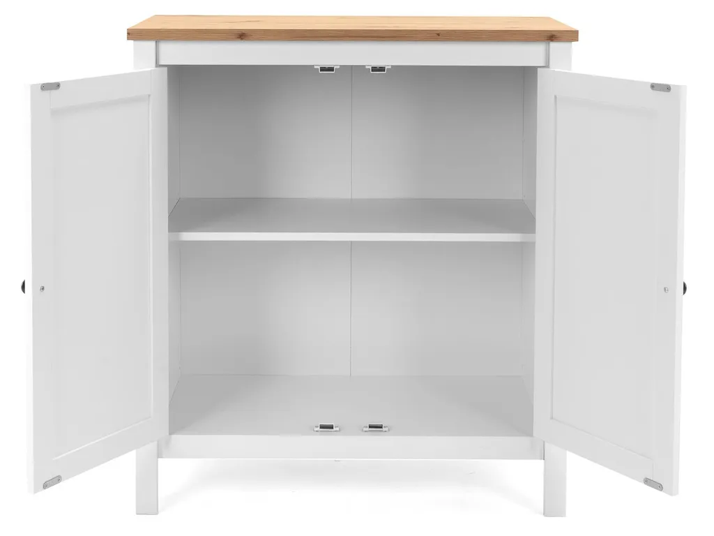 Commode Batley I Blanche 80x90x40 cm - Buffet Bas de Rangement Moderne