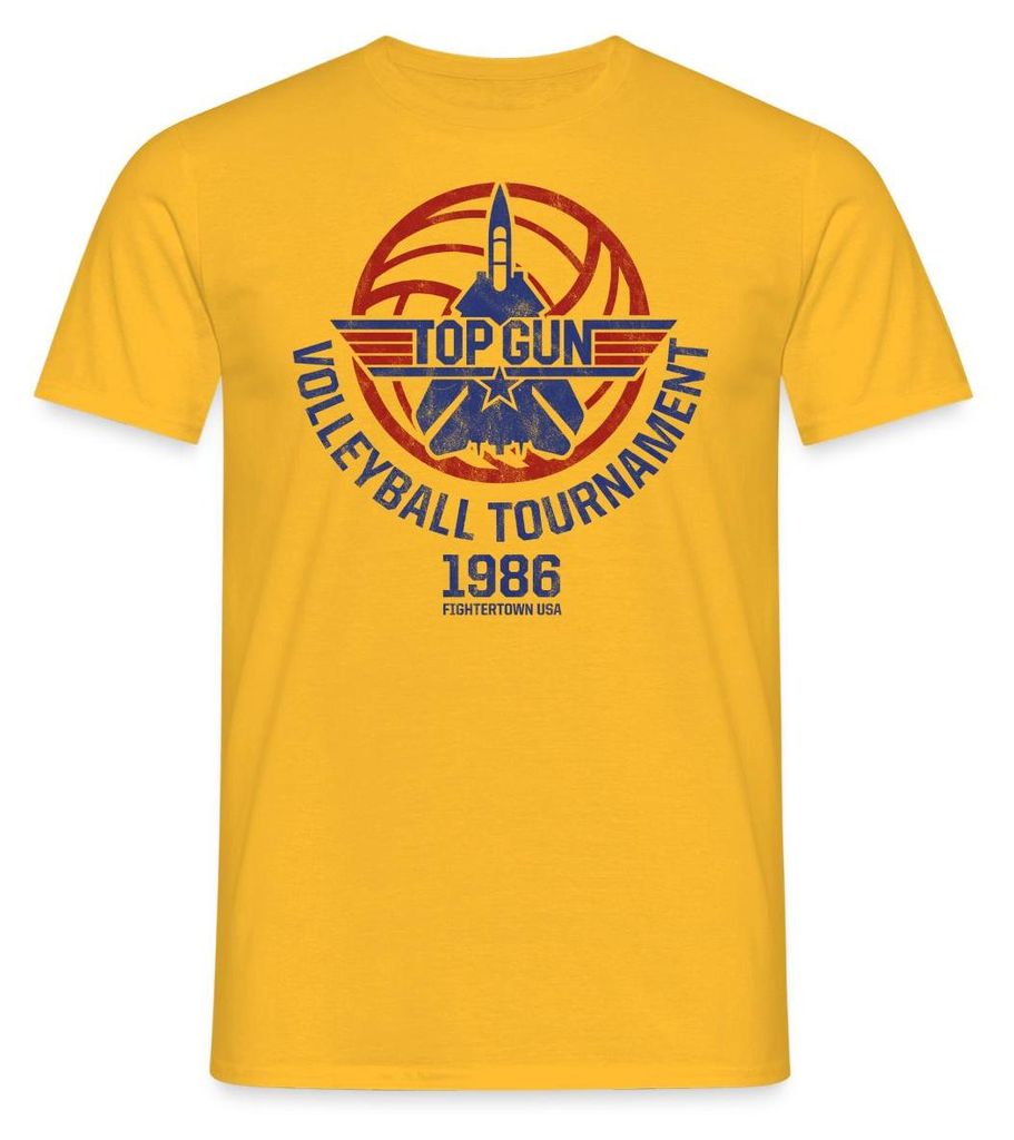 Spreadshirt Top Gun Volleyball Tournier 1986 Jet Logo Männer T-Shirt, M, Gelb
