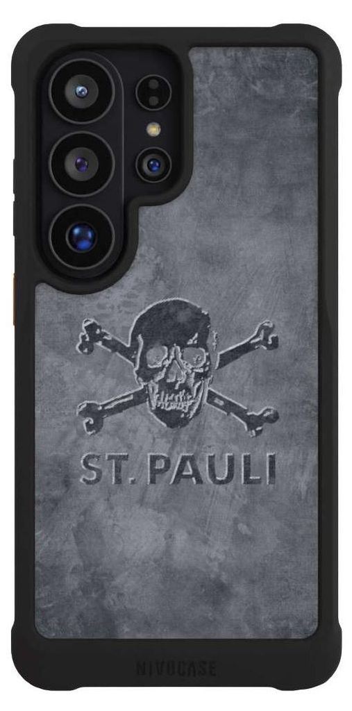 NIVOCASE Hülle für Samsung Galaxy S26 Ultra Stoßfeste Handyhülle NIVOmax Case Schwarz Beton FC St. Pauli Logo