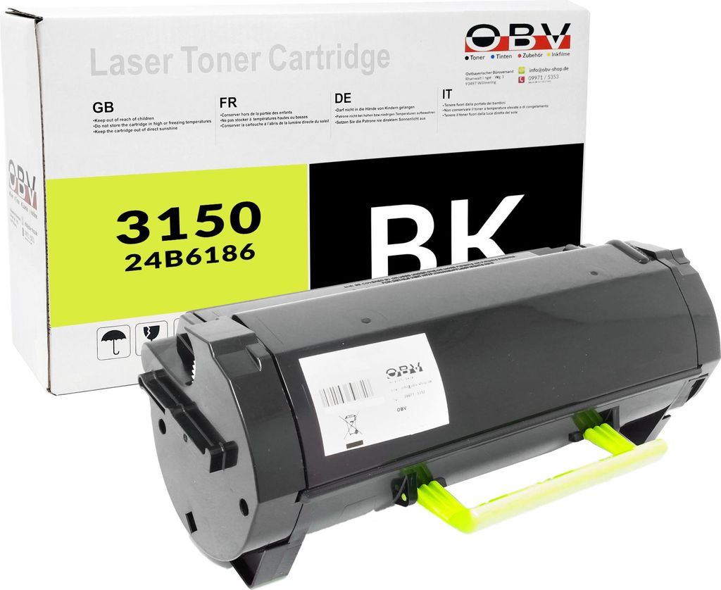 Toner kompatibel Lexmark 24B6186 Schwarz – für Lexmark Produktbild 