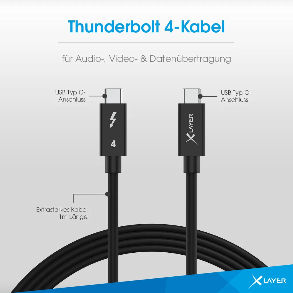 Câble de Transfert Vidéo Thunderbolt 4 USB-C 1m Noir XLAYER 220113 - 3