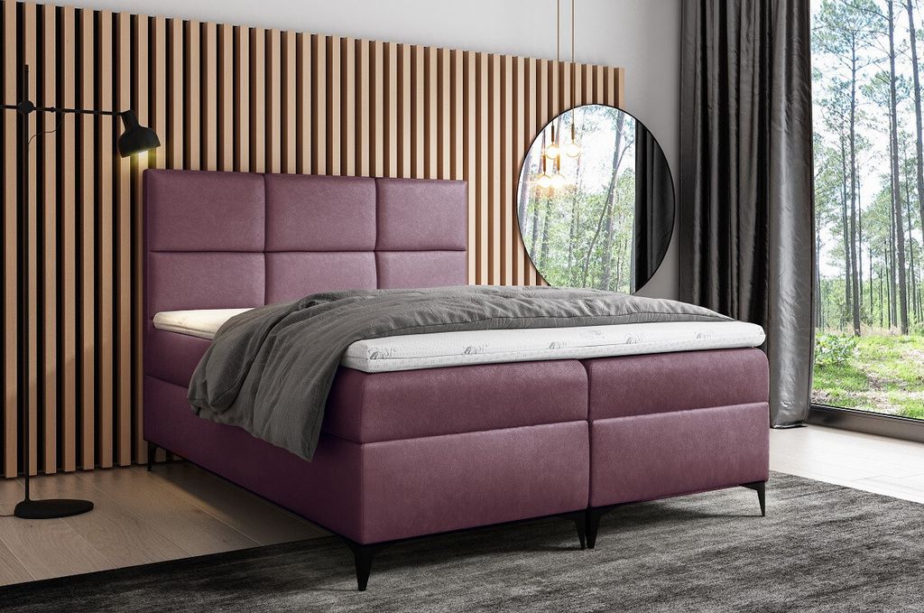 Designer-Gepolstertes Doppelbett Fiza mit Stauraum Lila 140 x 200 + gratis Topper