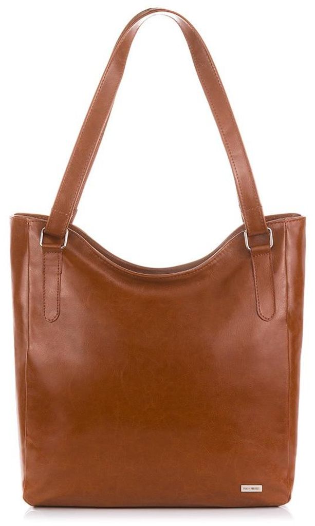 Damen Umhängetasche groß cognac Leder Paolo Peruzzi Z-09-CG