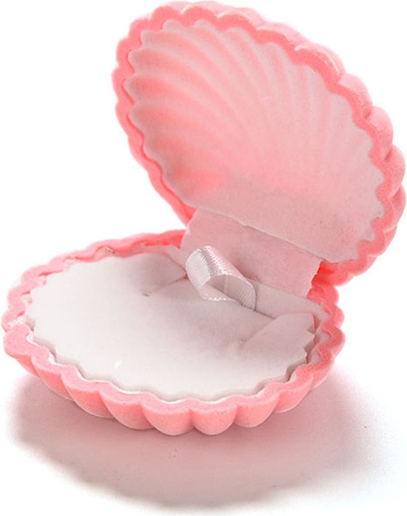 Niedliche Muschel-Samt-Geschenkbox, Ring-Anhänger, Schmuck, Ohrringe, Aufbewahrungsvitrine-Rosa