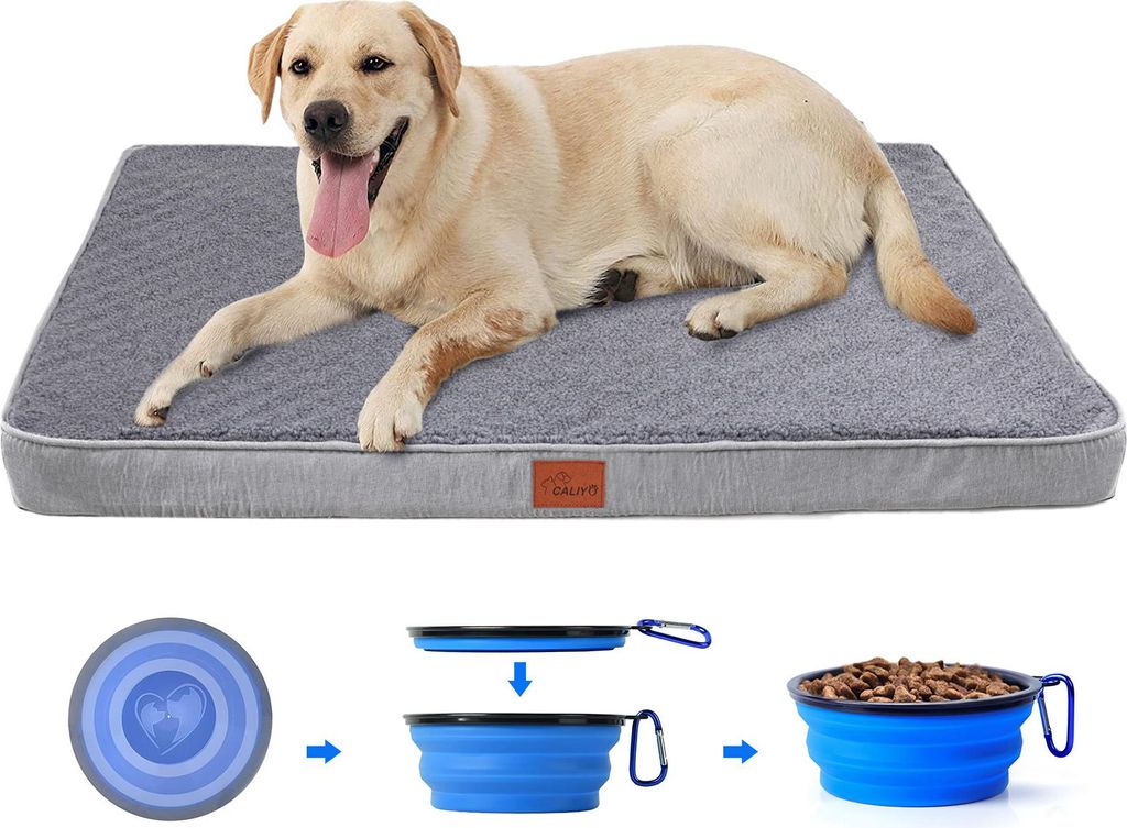 Freetoo Hundematratz Orthopädisches, 112 x 81 cm Hundebetten Mit Hundenapf , Hundekissen Flauschig, Hundematte waschbar, Hundematratze für große...
