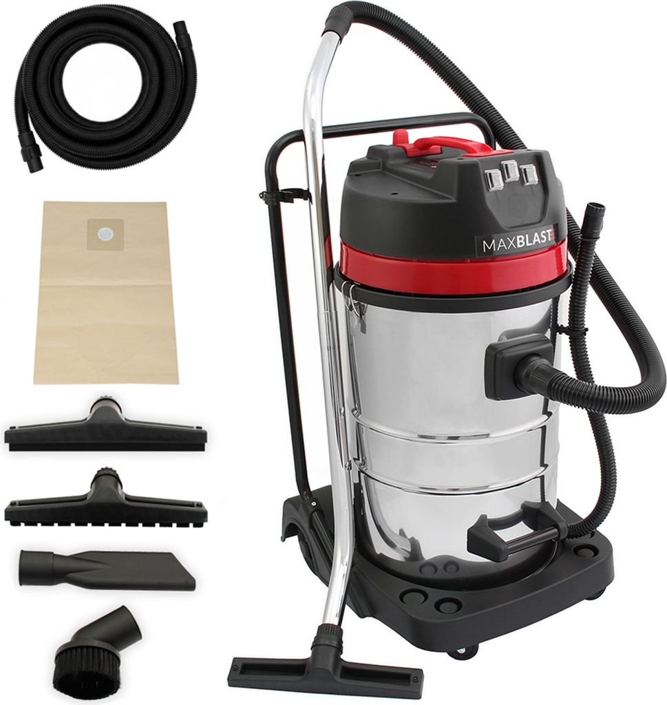 Nass- & Trocken Industriestaubsauger 80L, extra langer 5m Schlauch mit Zubehör