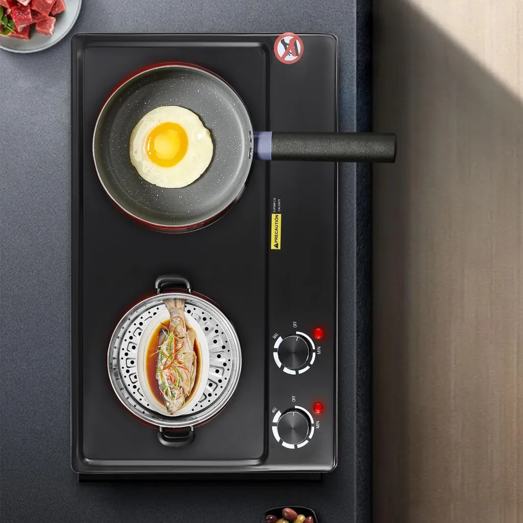 Réchaud de cuisson électrique 2 feux vitrocéramique 2500W pour cuisine - 2