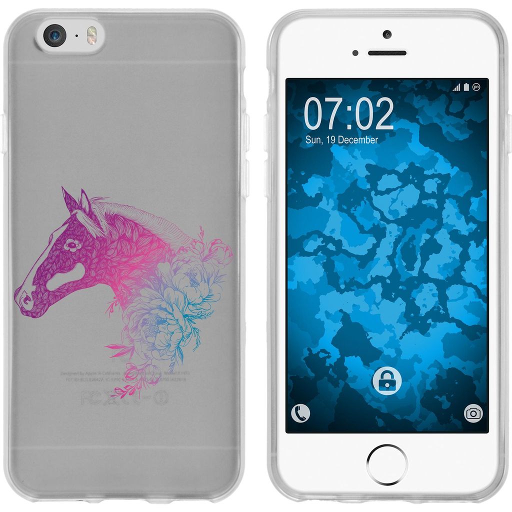 PhoneNatic Case kompatibel mit Apple iPhone 6s / 6 Silikon-Hülle Floral Pferd M5-6