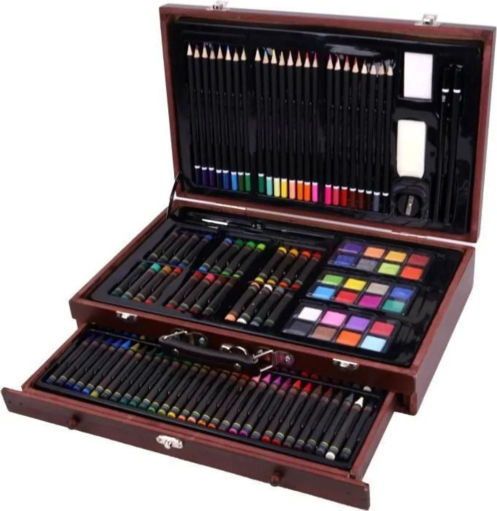Set da Disegno Artistico 140 Pezzi - Valigetta Legno XXL Completa