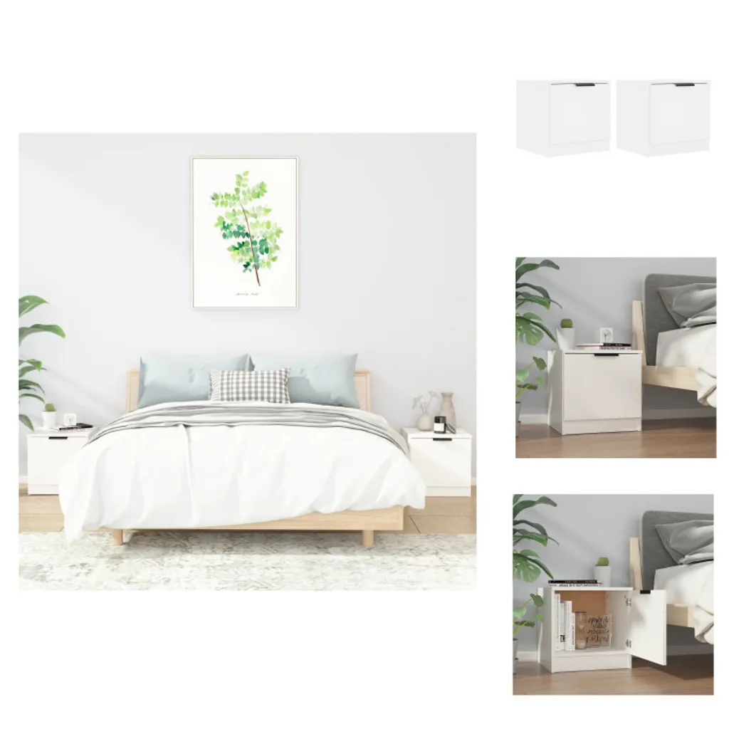 Table de chevet blanche 40 cm lot de 2 - Meuble de nuit moderne vidaXL