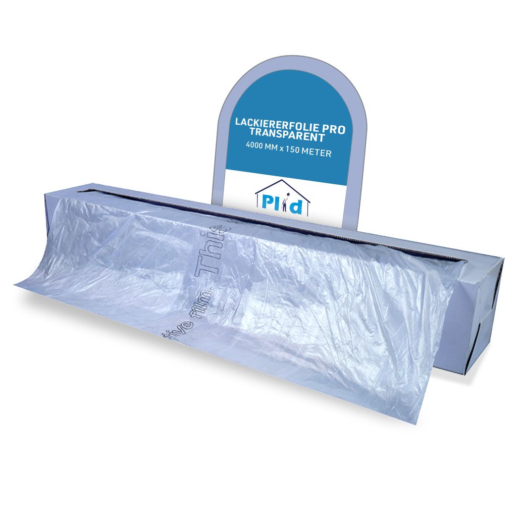 Plid Lackiererfolie PRO 4m x 150 m - Transparent, Schutzfolie, Abdeckfolie, Karosserieschutz, Undurchlässig, Einfache Anwendung, Starke Haftung