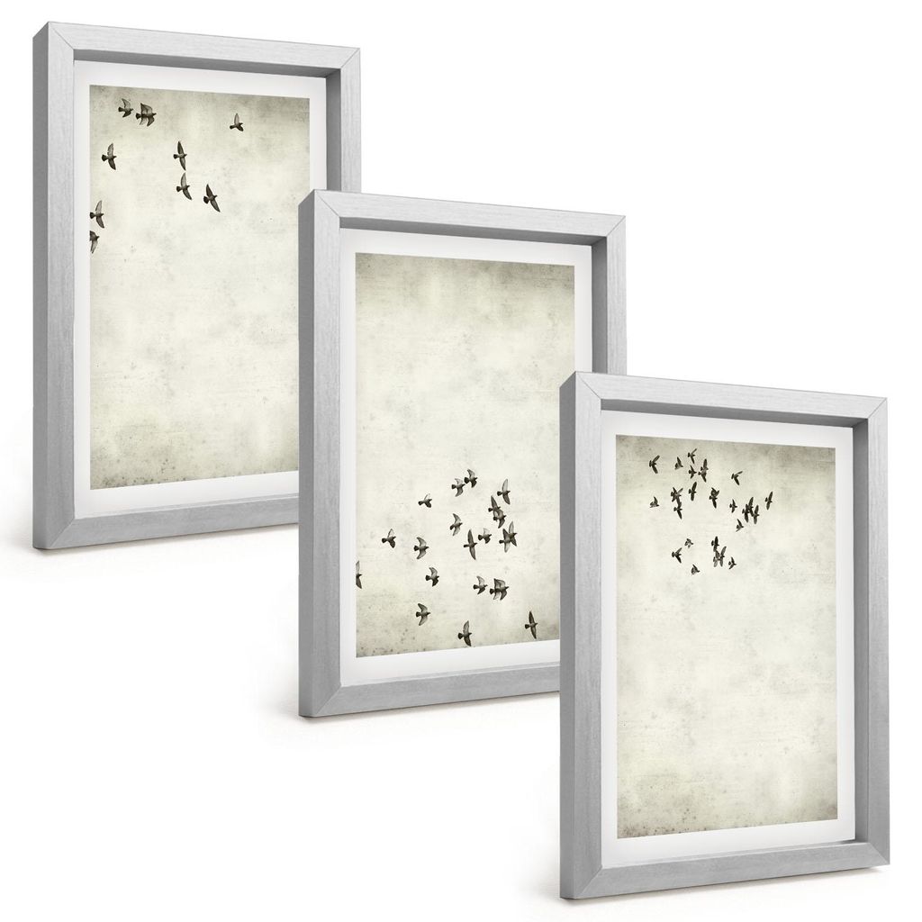 Bilder Set 3-teilig im silbergerahmten Rahmen – Wandbilder 3 Stück – gerahmte Poster für Wohnzimmer, Schlafzimmer und Flur – 20x30 cm – M...
