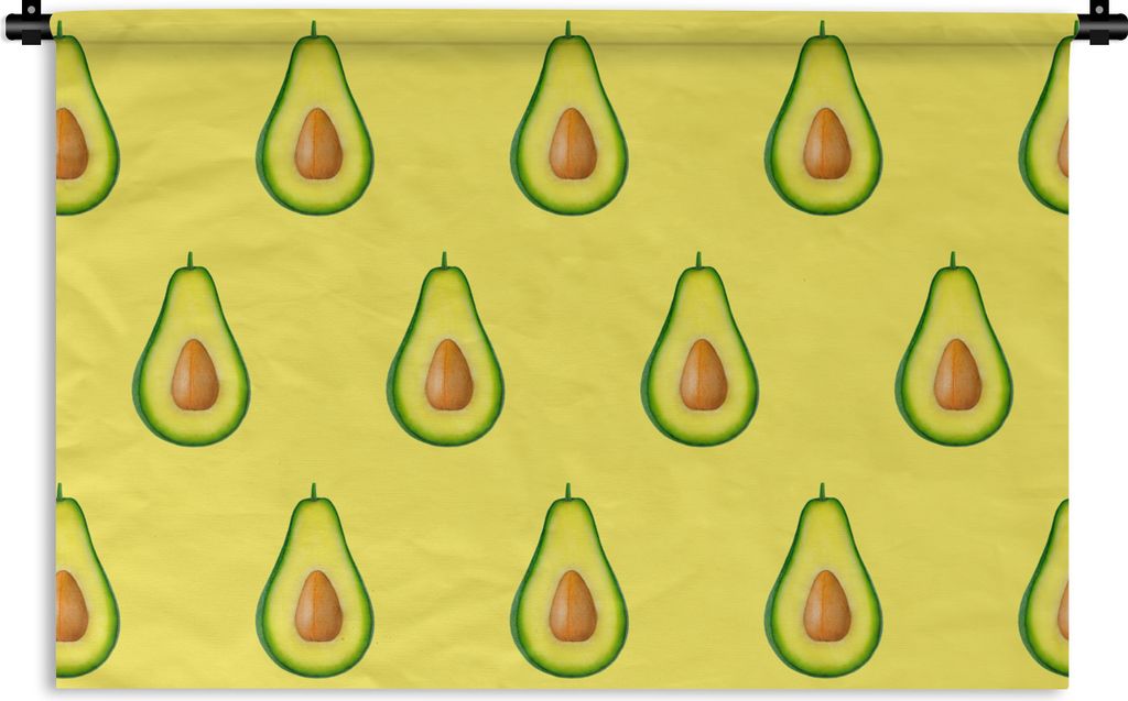 MuchoWow Wandteppich Wandbehang Avocado - Muster - Gelb 120x80 cm Tapisserie Dekoration Wandtuch - Wanddekorationen - Wandtücher