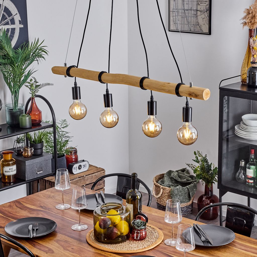 Cellammare »Cellammare« Pendellampe aus Metall/Holz in Schwarz/Natur