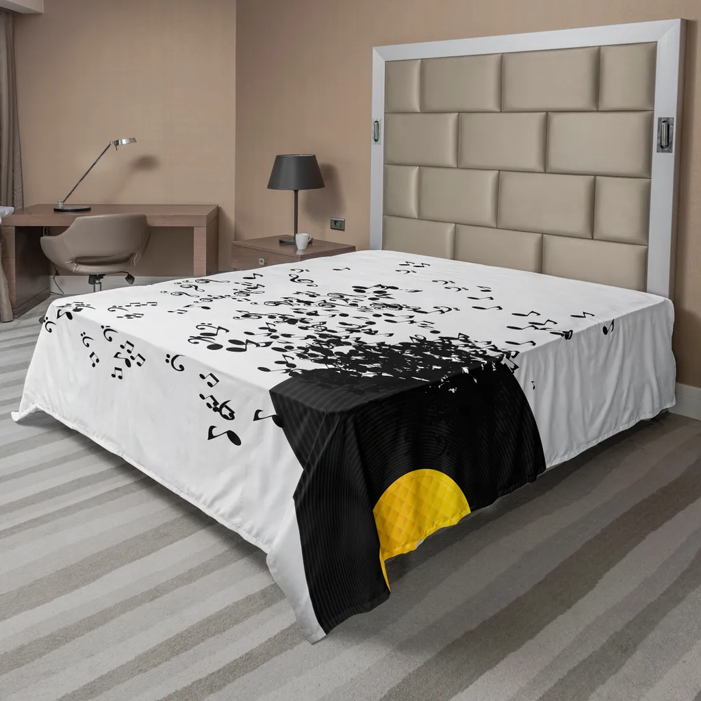 Drap de lit anti-affadissement Motif Musical Jaune Grand Format