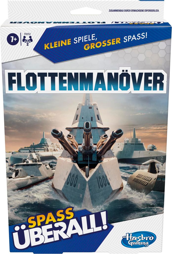 Hasbro Gaming Flottenmanöver Kompakt, Reisespiel für 2 Spieler, klassisches Schiffe versenken, ab 7 Jahren