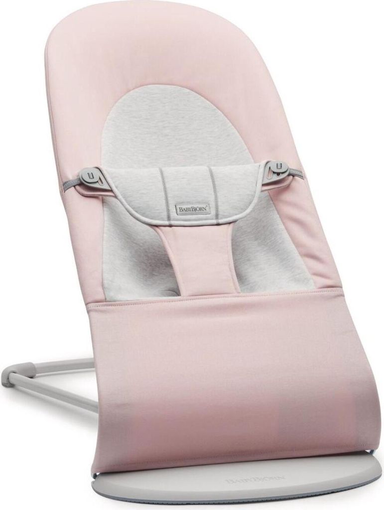 BABYBJÖRN Babywippe Balance Soft - Woven Hellrosa grau mit hellgrauem Gestell