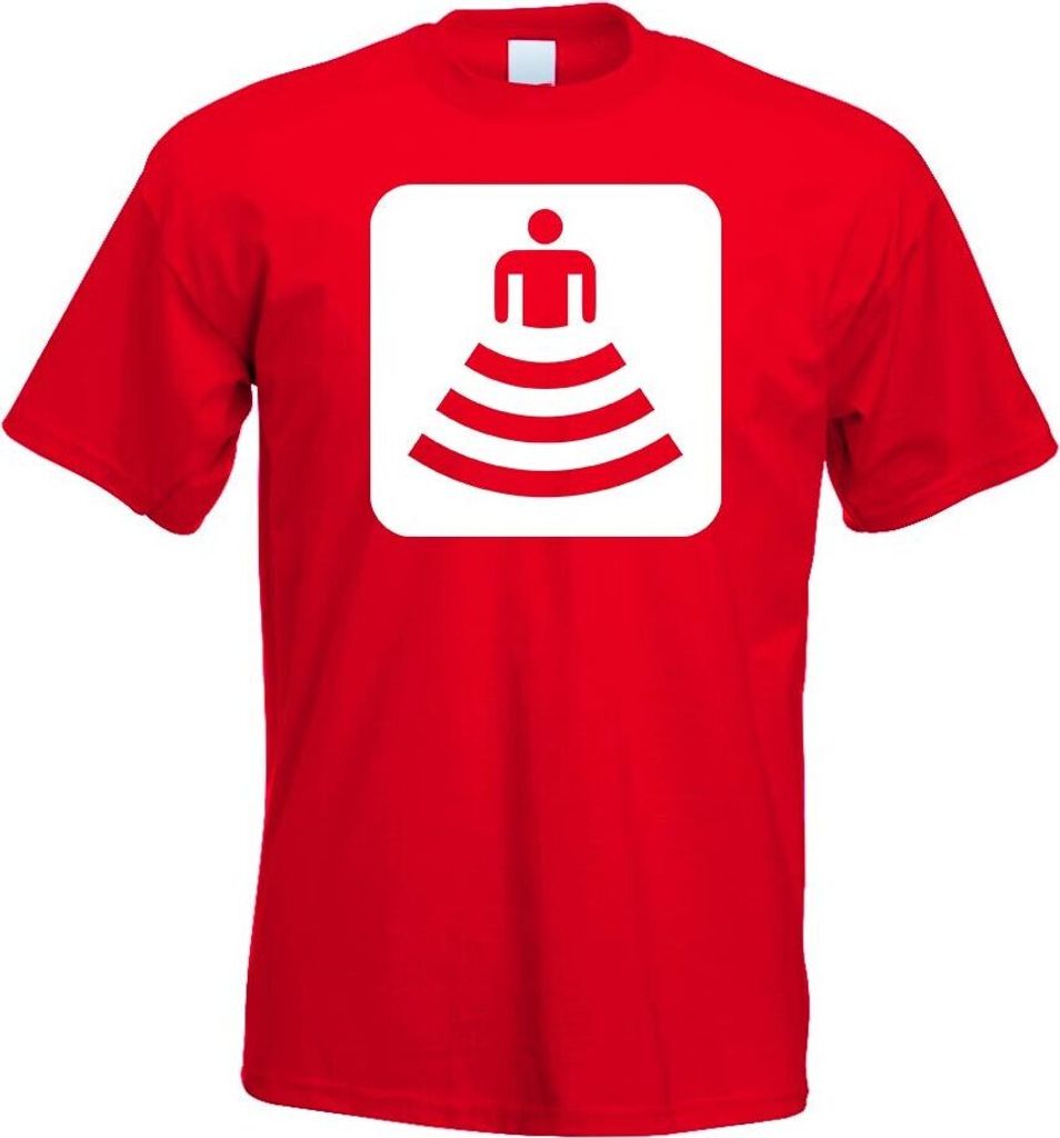 Kiwistar - T-Shirt - rot - W-LAN Verbindung Piktogramme Herren Funshirt Bedruckt Design Sprüche Spruch Motive - mit Motiv Bedruckt - Funshirt Desi...