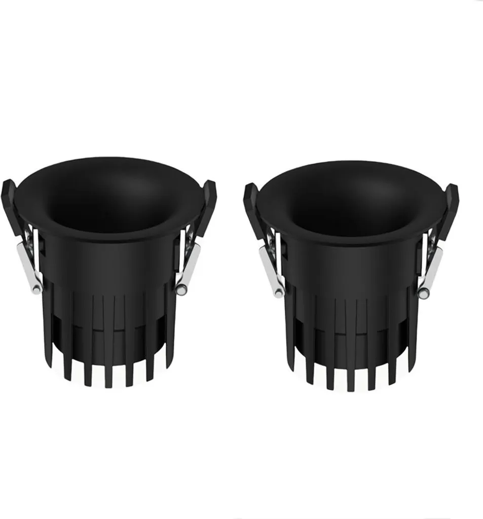 Spot LED Encastrable Noir 12W 4000K Lot de 2 Plafonnier Rond Diamètre 75mm