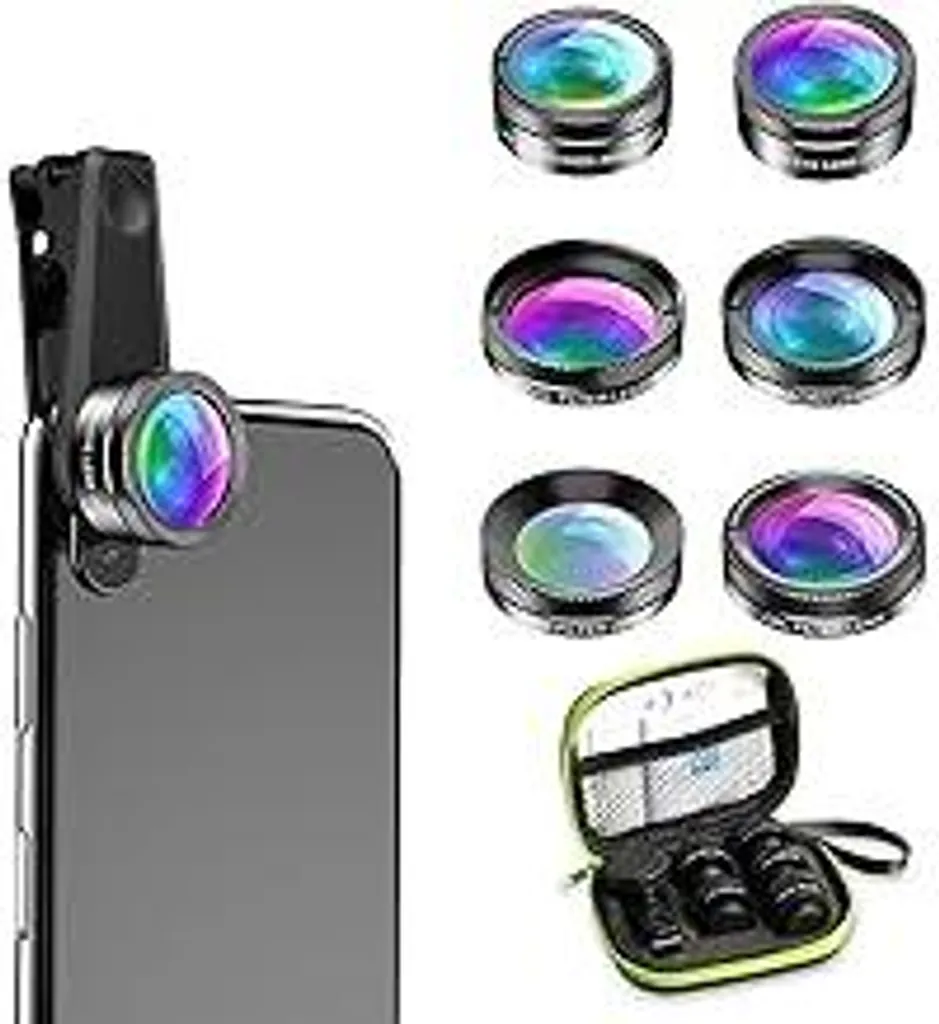 Kit Lenti 6 in 1 per Smartphone: Obiettivo Macro 25x e Fisheye 205° Pro