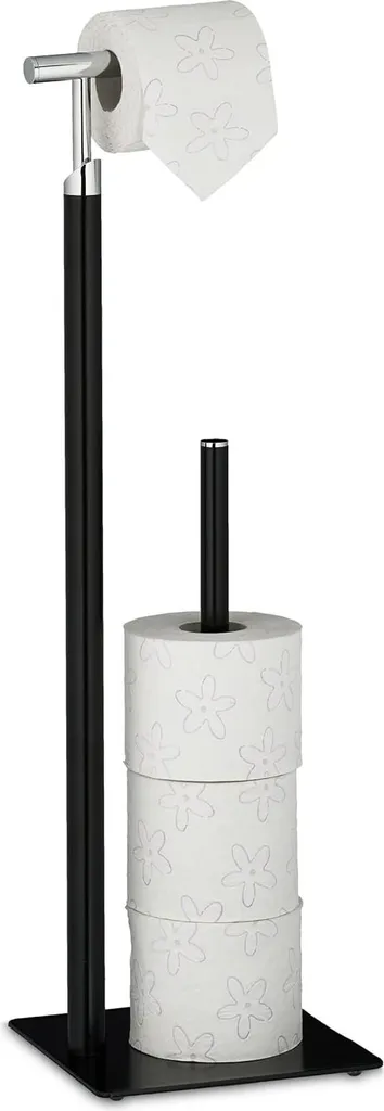 Ne manquez plus de papier toilette - Support vertical noir avec réserve x4