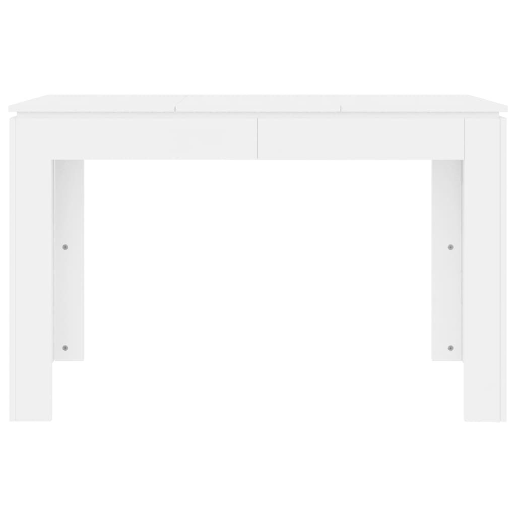 A white dining table is shown against a white background.