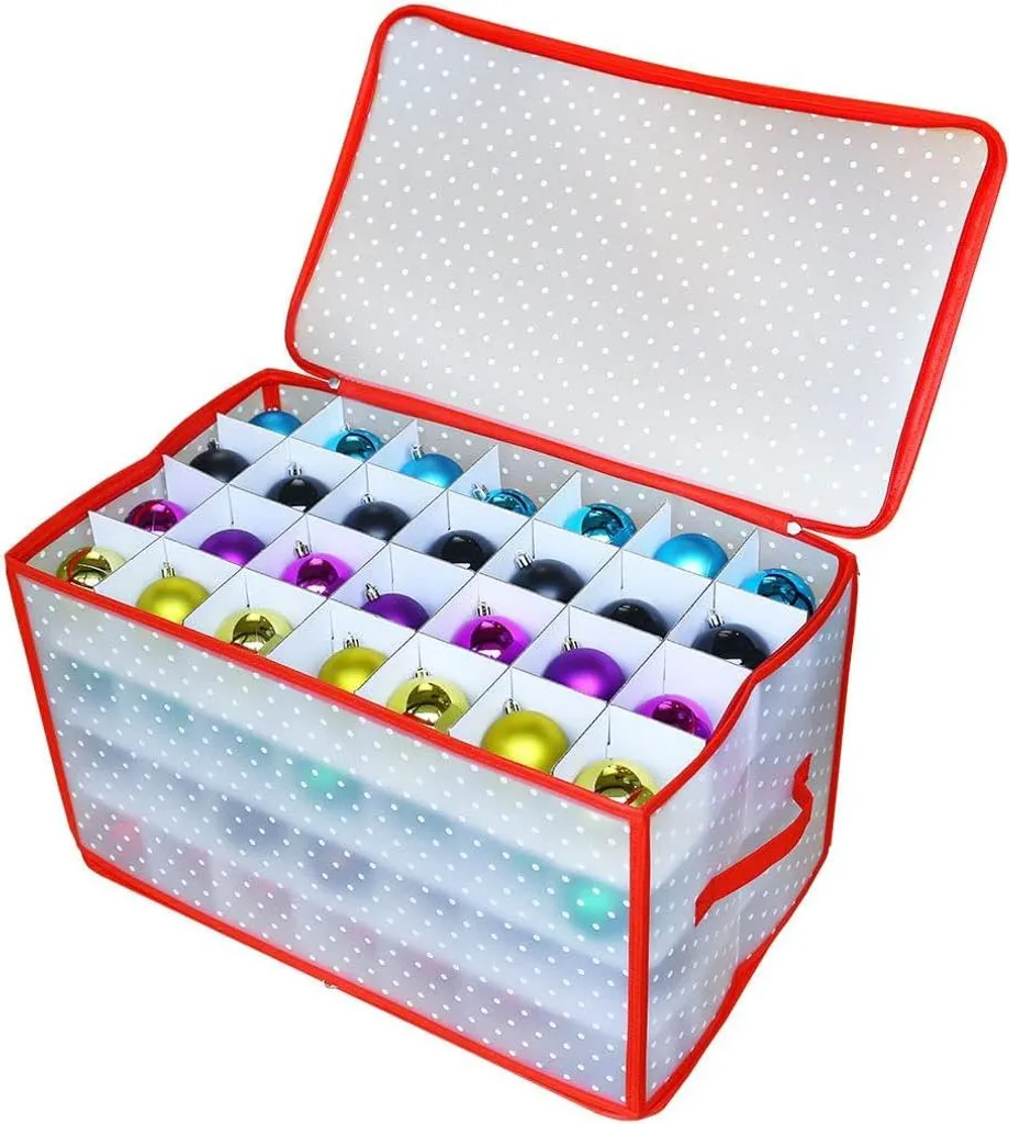 Boîte de rangement Noël XL : fini les boules cassées avec ce trieur 112 cases