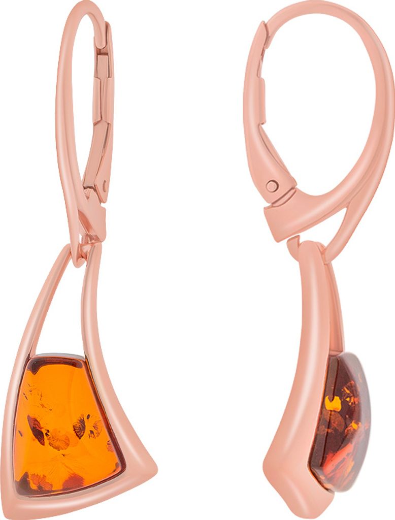 Ohrhänger vergoldet aus 925 Silber mit Bernstein, Silberschmuck für Damen