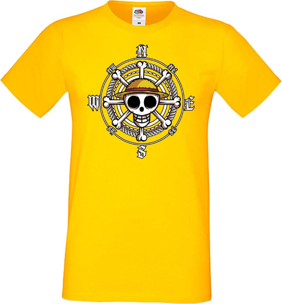 Herren T-Shirt Anime Manga One Manga Piece Anime 10 Pirates, Man M / Gelb