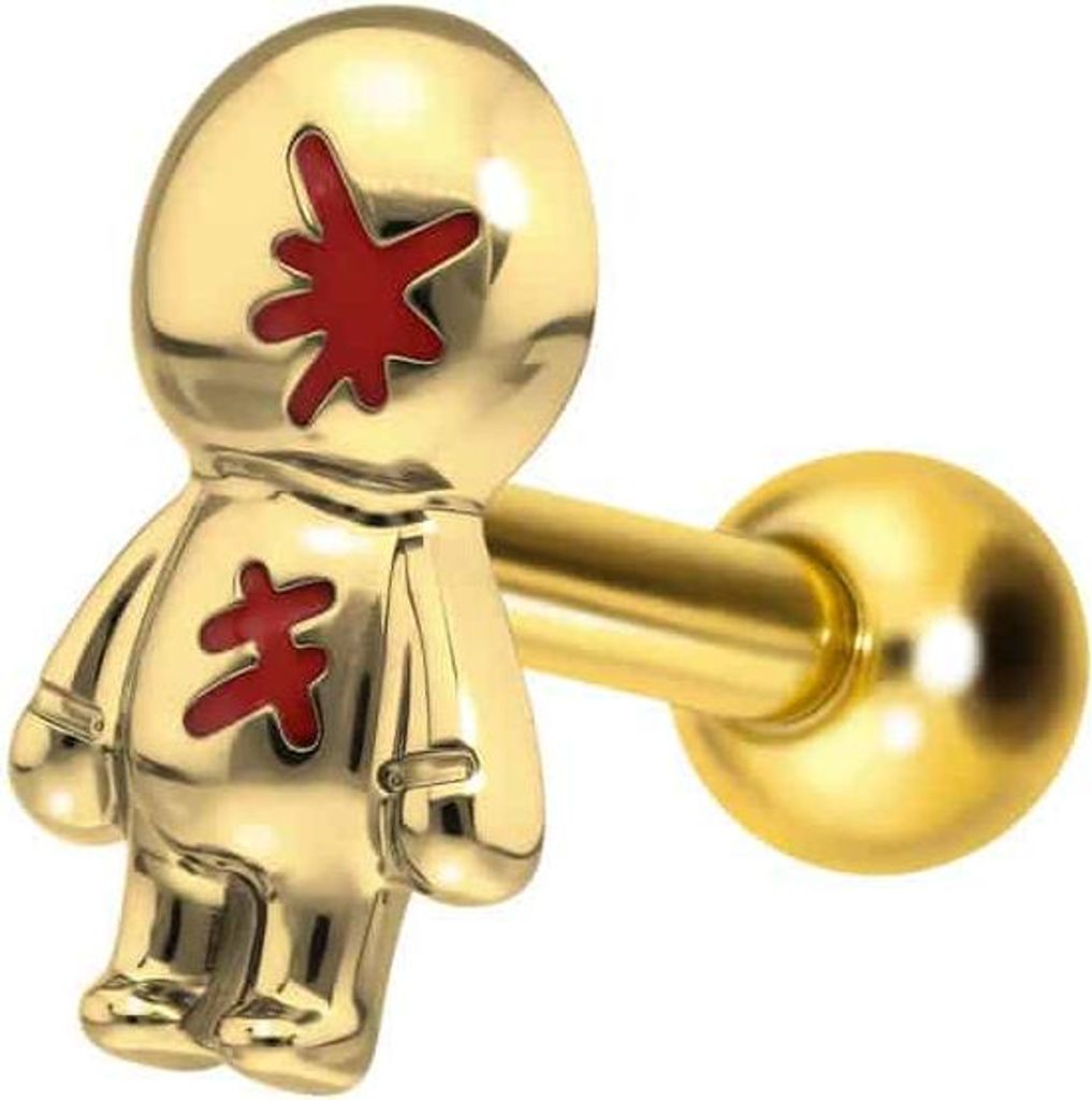 Ohrpiercing Titan Ohrpiercing mit Innengewinde PUPPE Gold Stablänge: 6mm