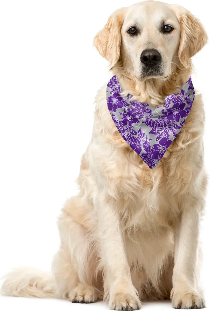 Bandana per Cani ABAKUHAUS Fiori Viola 55x55 cm - Accessorio Cani