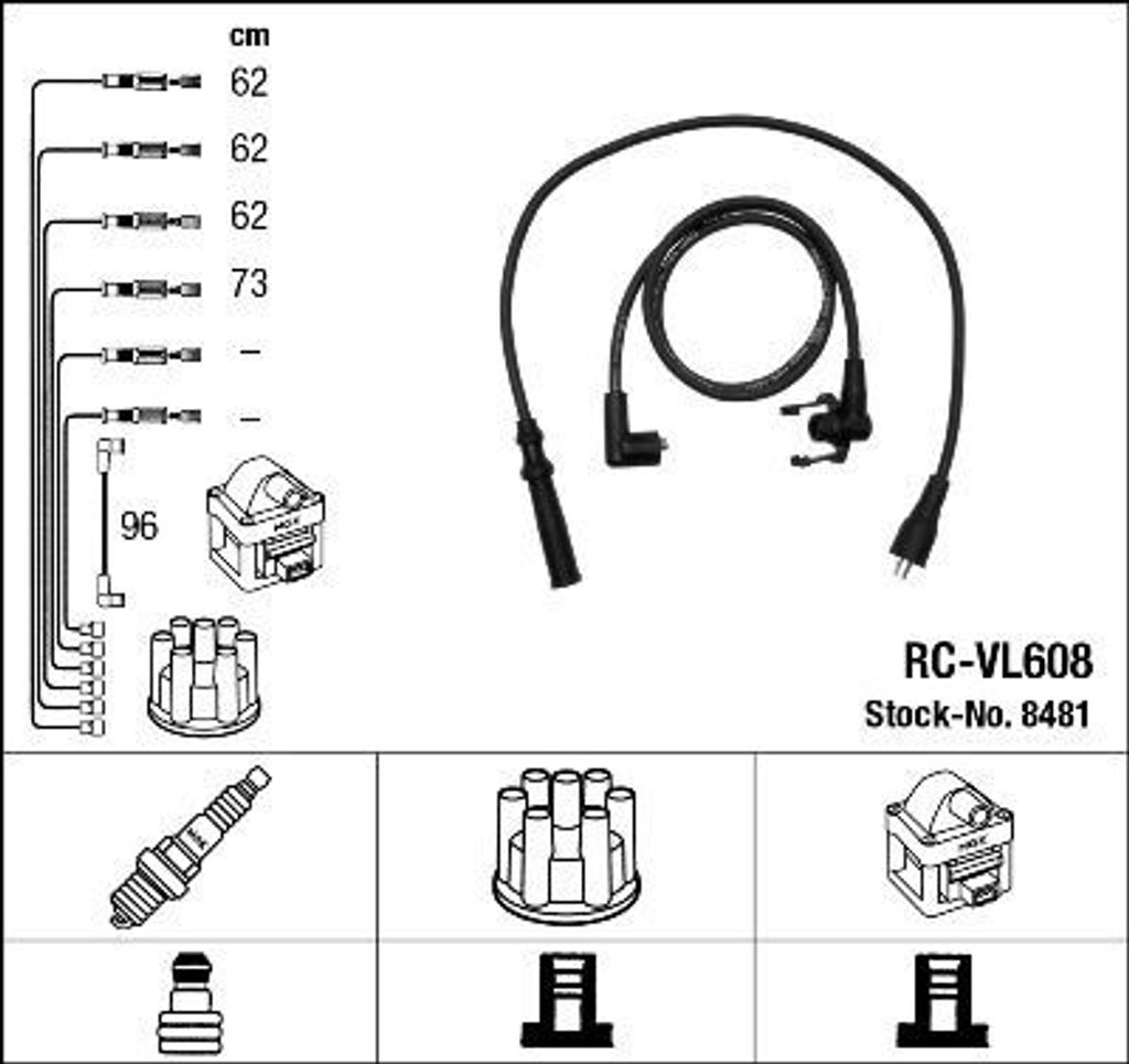 NGK 8481 Zündkabelsatz Zündleitungssatz für VOLVO 340-360 Produktbild 