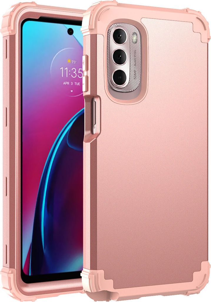 Moto G Stylus 2022 Hülle, 3 in 1 Hybrid PC TPU Stossfest Robust Schutzhülle für Motorola Moto G Stylus 5G / 4G (2022) Pink