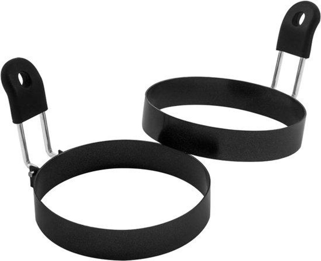 3,5 inch eierringen (2-delig) set mit weichem Griff, große Eierringe, runde englische Muffinformen - Eierkochformen