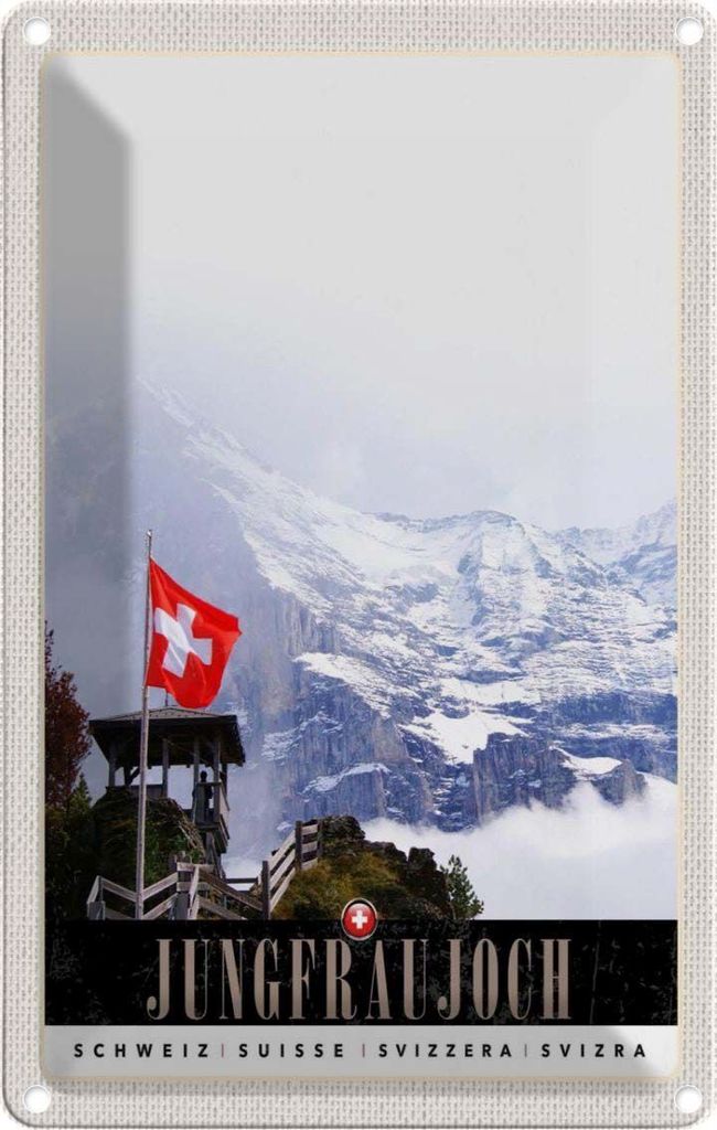 vianmo Blechschild 18x12 cm Jungfraujoch Schweiz Wintertraum Bildmotiv Reisemotiv Abenteuer Reisen Urlaub
