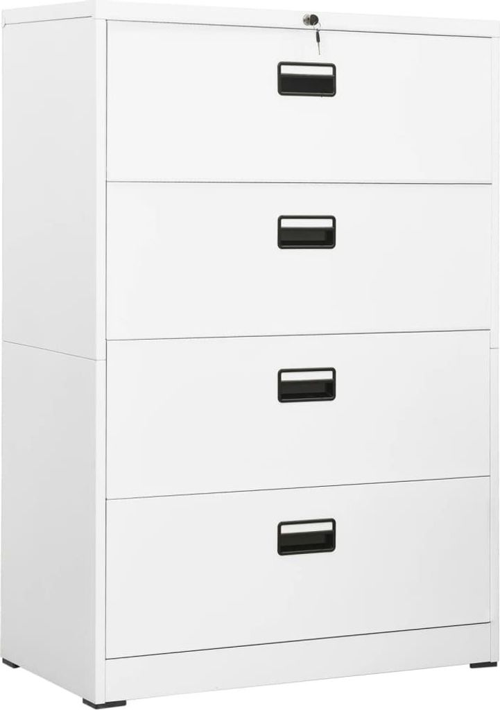 Möbel Aktenschrank Weiß 90x46x134 cm Stahl - Aktenschränke 336294
