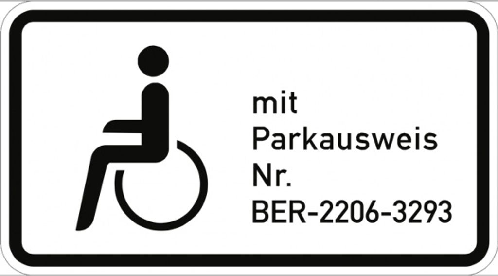Verkehrsschild VZ1044-11, Nur Schwerbehinderte mit Parkausweis Nr. ..., Alu, ...