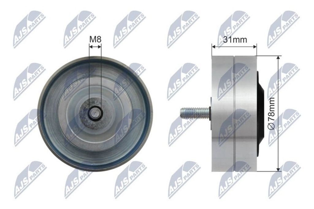 NTY RNK-AU-082 Umlenkrolle Keilrippenriemen 78mm für VW Phaeton (3D1, 3D2, 3D3, 3D4, 3D6, 3D7, 3D8, 3D9) für AUDI A8 (4E2, 4E8)
