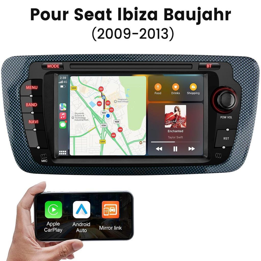 Autoradio Junsun Linux 1/2GB RAM pour Seat Ibiza 2009–2013 Image du produit 