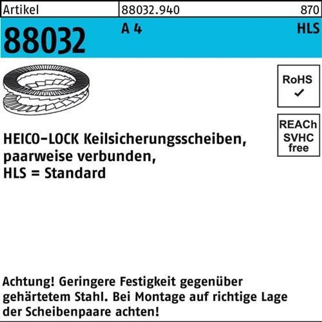 Keilsicherungsscheibe R 88032 HLS- 4S A 4 geklebt